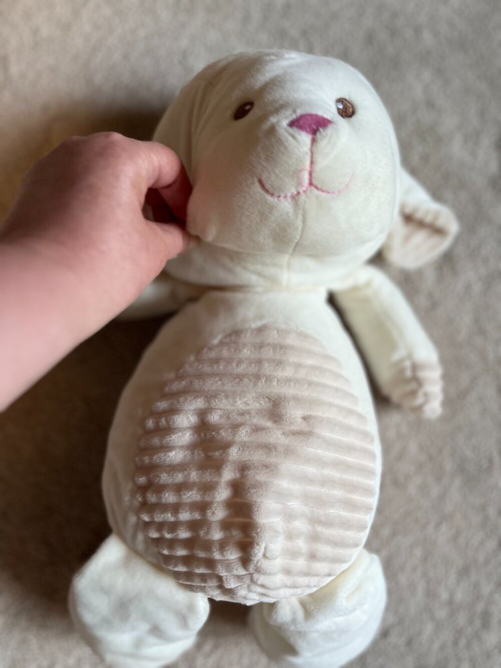 Baby Lamb Plush Rattle by KellyToy - Super Soft (Previously Used)